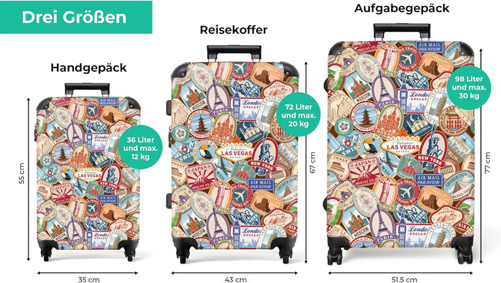 NoBoringSuitcases.com® Koffer XL Gross 77x51.5x28 cm Reisekoffer mit 4 Rollen Leicht Trolley Hartsch