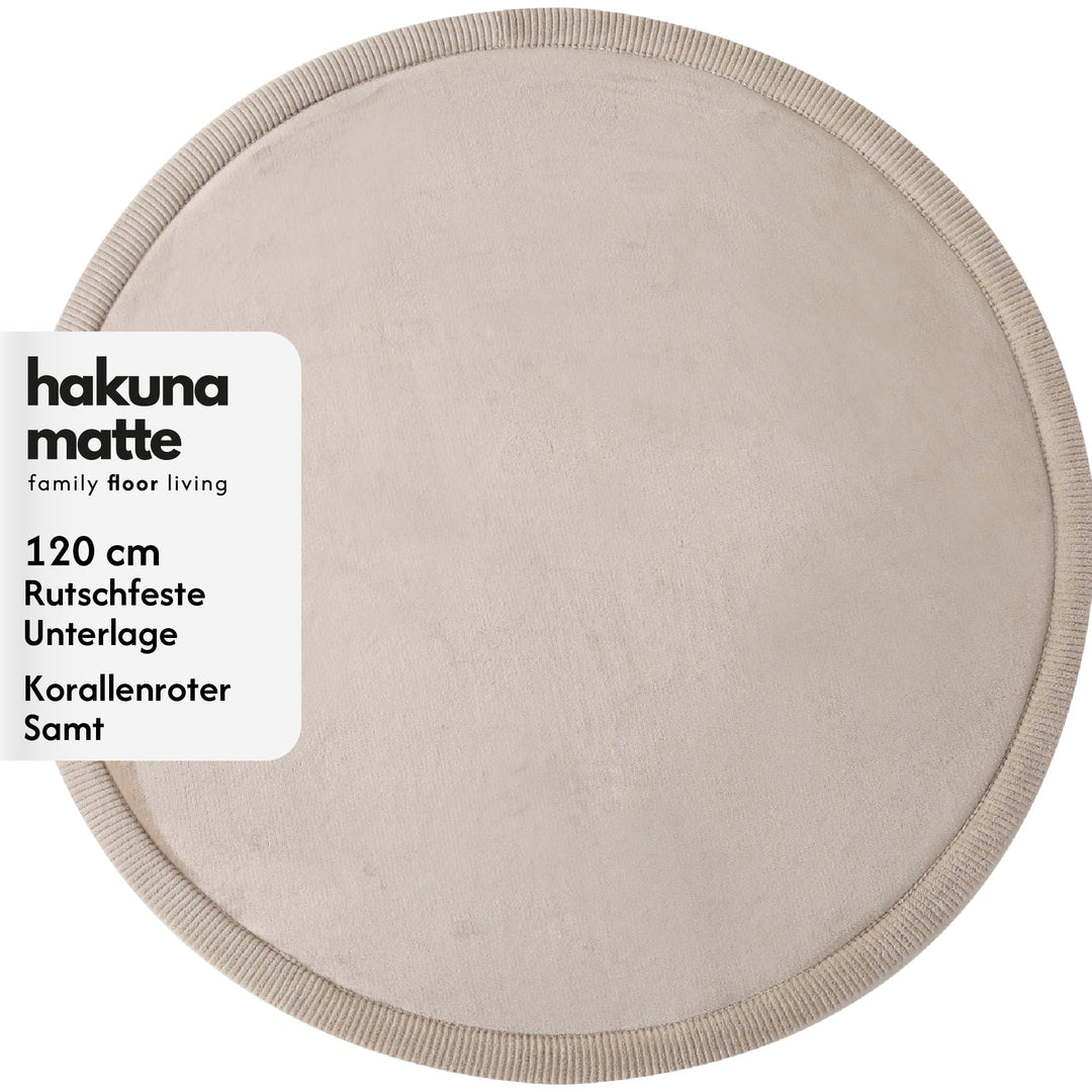 Wolkenweiche Samtmatte-Spielmatte Baby 120x120x2,5cm, beige – Kinderteppich mit hochwertigem Memory-
