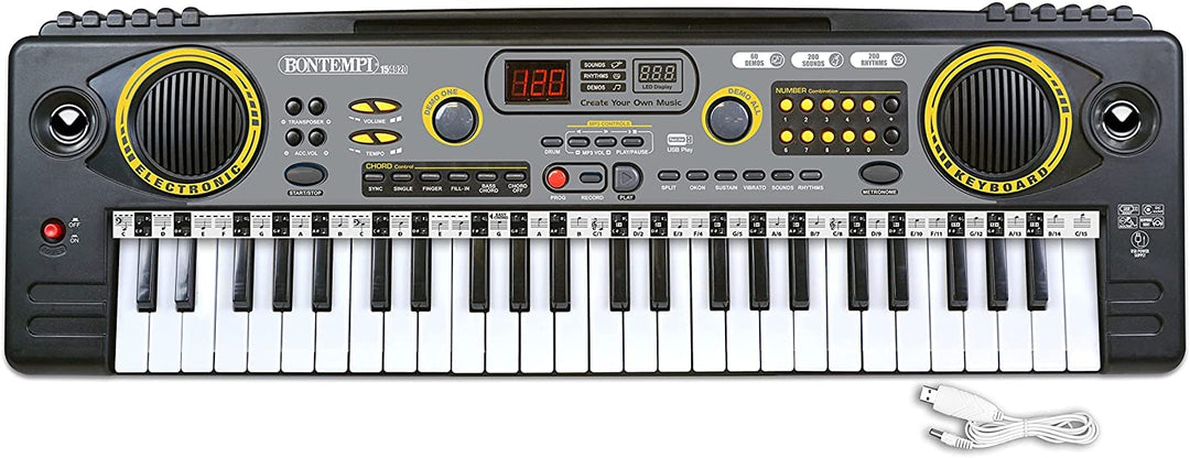 Bontempi School Digital Keyboard 15 4920 mit 49 Tasten, Schwarz