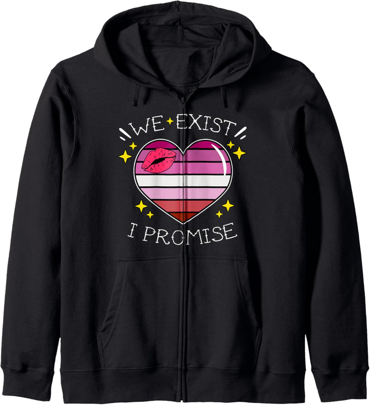 Lipstick Lesbian Pride Gay Heart We Exist I Promise Gift Kapuzenjacke