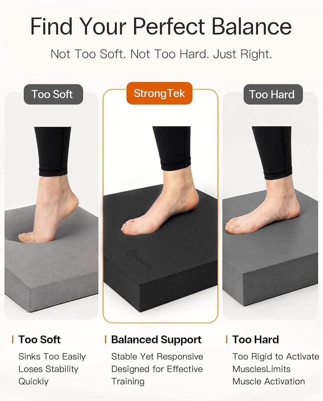 StrongTek Extra breites Schaumstoff-Balance-Pad für Physiotherapie, 48,3 x 40,1 x 6,1 cm, hochdichte