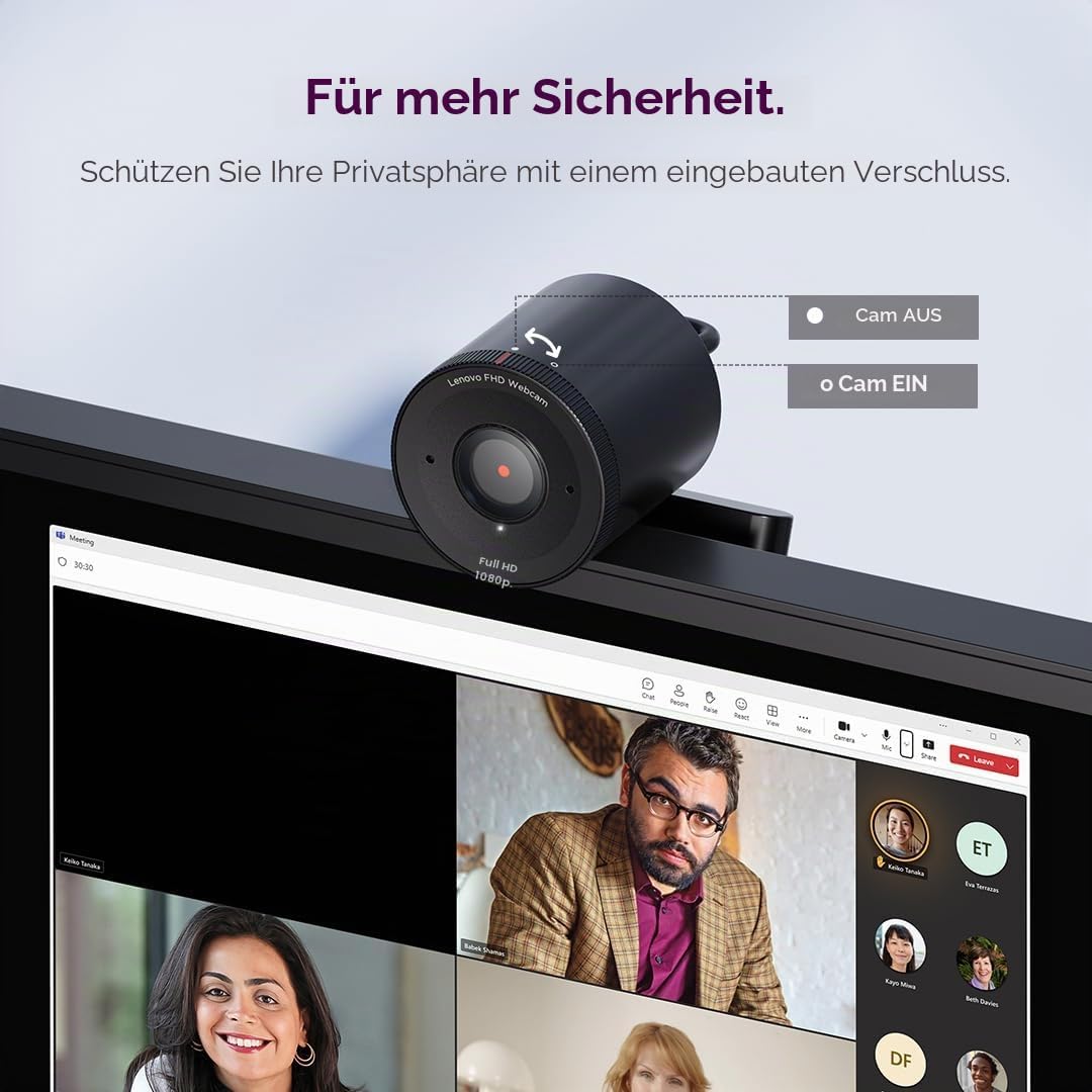 Lenovo Webcam 2 Mp 1920 X 1080 Pixels USB 2.0 Black, 4XC1Q44952
