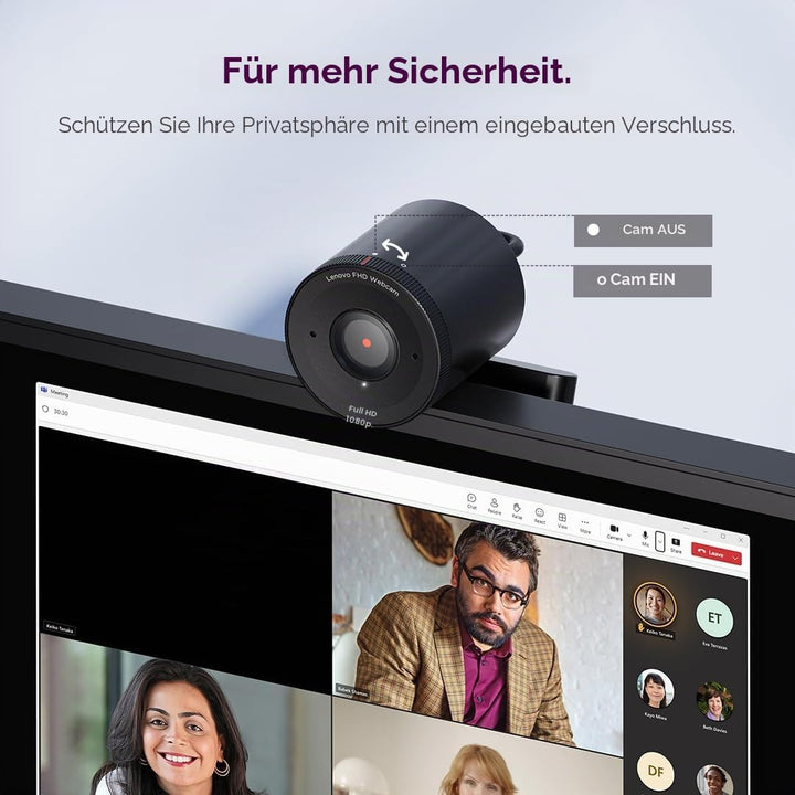 Lenovo Webcam 2 Mp 1920 X 1080 Pixels USB 2.0 Black, 4XC1Q44952