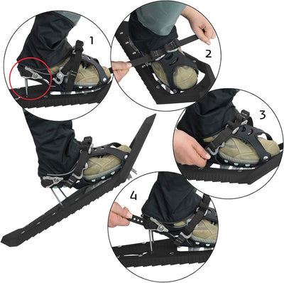 ALPIDEX Schneeschuhe Steighilfe Tragetasche Schuhgrösse 38 bis 45 Optional Stöcke Black - ohne