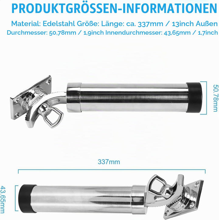 Boot Angeln Rutenhalter einstellbar Angelrutenhalter Bootsrutenhalter, 360° verstellbare Schienenhal