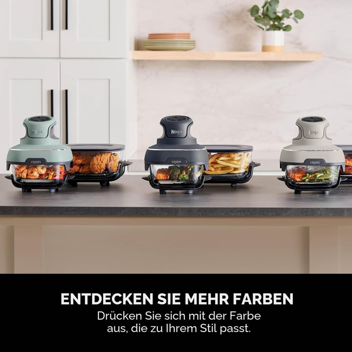 Ninja CRISPi Tragbare Luftfritteuse: Air Fry, Braten, Warmhalten, Recrisp, 2 x abnehmbare Glasbehält