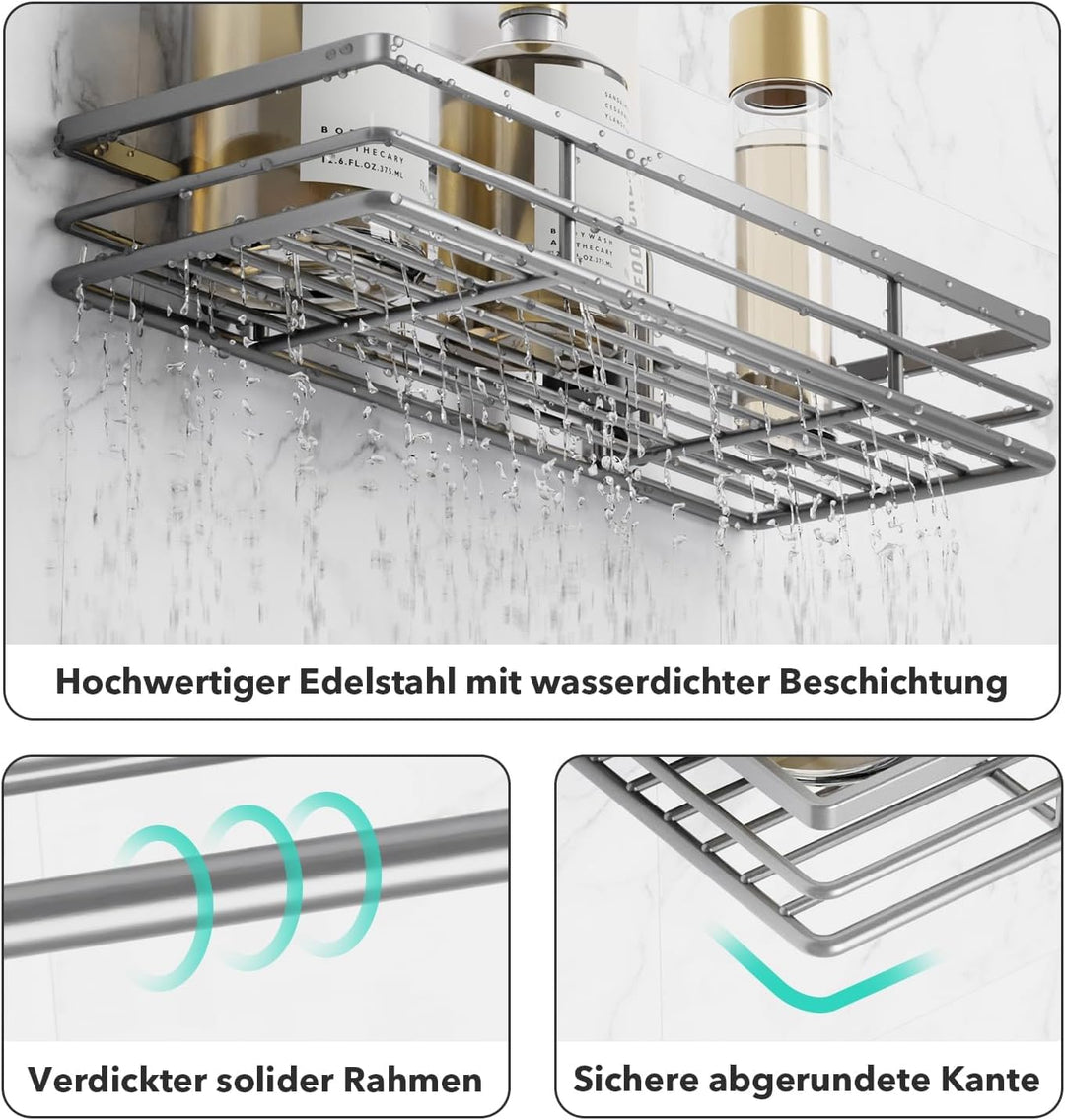 saffruff Duschablage Ohne Bohren 2 Stück Duschregal Duschkorb Badezimmer Organizer Badezimmer Regal