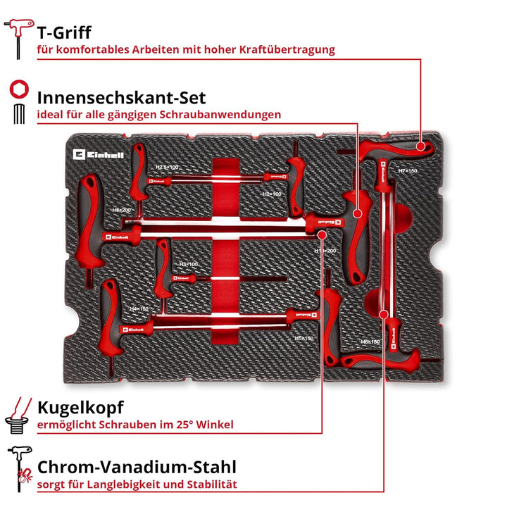 Original Einhell Pad T-Griff-Schraubendreher 9-tlg. (Maschinen- & Fahrzeugmontage, T-Griff, Kugelkop