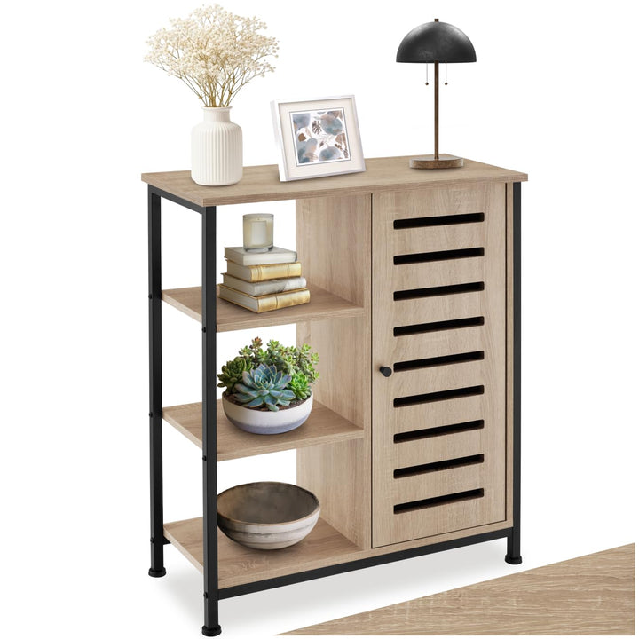 tectake Sideboard mit 3 Fächern und Schrankfach, 71 x 32 x 82 cm, Industrie-Design, Holz Kommode für