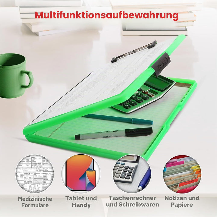 Dexas 3517-807 Slimcase 2 Klemmbrett mit seitlicher Öffnung, Kunststoff, neon Green, 12.5" x 9.5", n