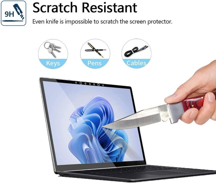 MEGOO Microsoft Surface Laptop 5 Schutzfolie gehärtetes Glas, Einfache Installation/ 9H Härte/Klar A