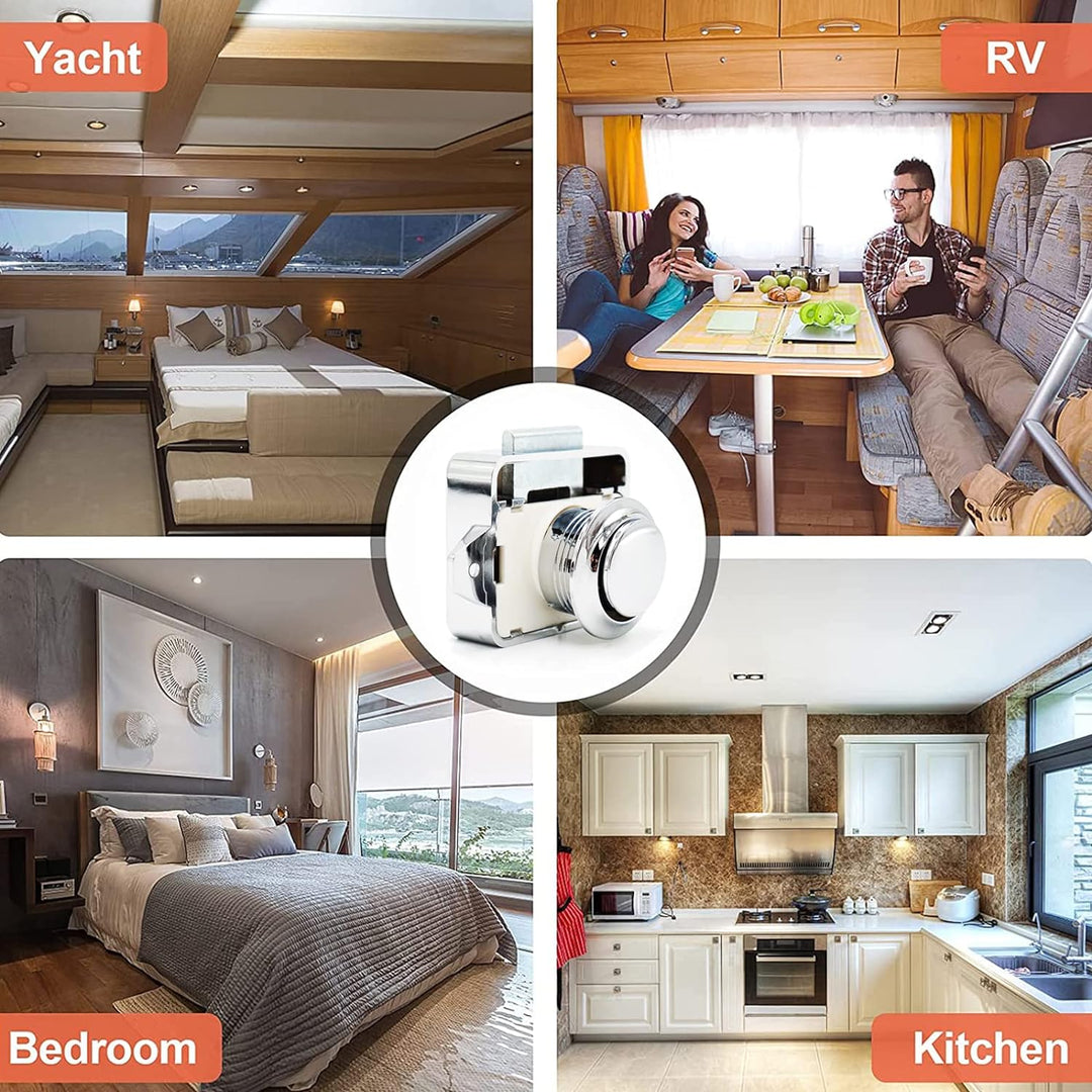 Hotiko Push Lock Button Latch Door Verriegelung Wohnmobil Möbelschloss für RV Camping Schrank Schubl