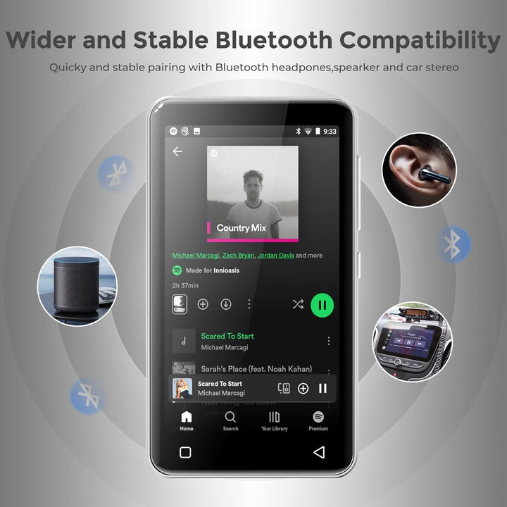Innioasis MP3 Player mit Bluetooth Silber, Silber