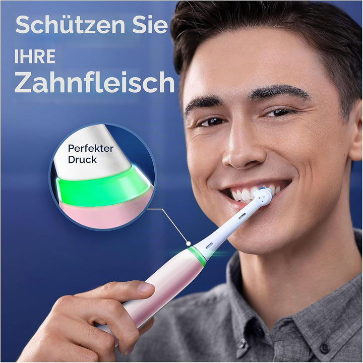 Oral-B iO Series 6N Elektrische Zahnbürste, Bluetooth, 5 Putzmodi, 2 Bürsten, 1 Reisetasche, Weiss/R