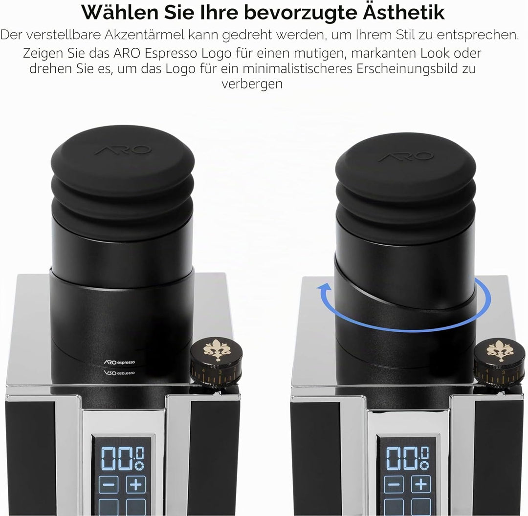 ARO Espresso™ Aluminium-Einzeldosis-Trichter mit Silikonbalg und integriertem Anti-Popcorn-Schaublem