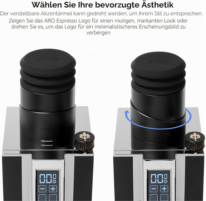 ARO Espresso™ Aluminium-Einzeldosis-Trichter mit Silikonbalg und integriertem Anti-Popcorn-Schaublem