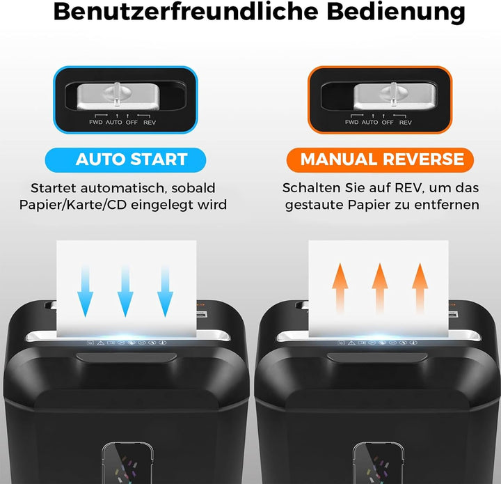 Schredder, 10 Blatt Kreuzschnitt (P-4) Aktenvernichter, VidaTeco Partikelschnitt Papierschredder für