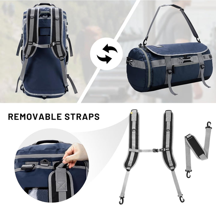 MIER Grosse Sporttasche wasserdicht Sportrucksack mit Schuhfach umwandelbar in Rucksack, 45L/60L/90L
