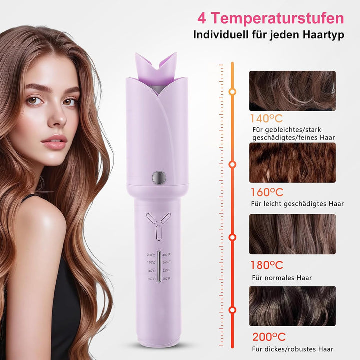 Kabellos Lockenstab Automatisch 32mm mit 5000mAh Akku - Anti-Haarklemmen System für Langes & Kurzes