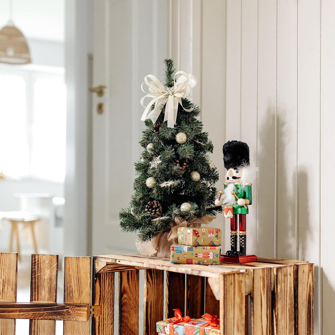 Creative Home Weihnachtsbaum Geschmückt Cremefarben | Höhe 40 cm | Künstlicher Weihnachtsbaum klein