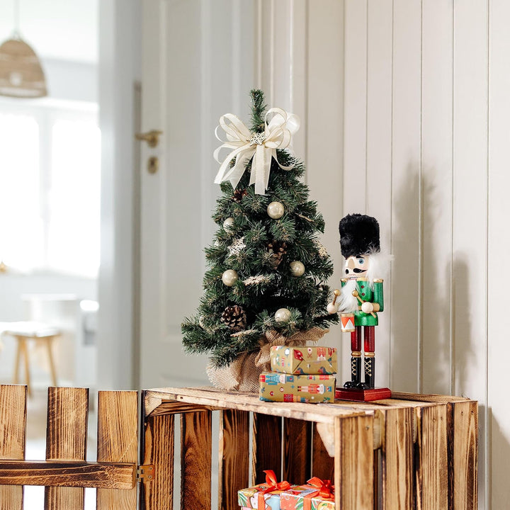 Creative Home Weihnachtsbaum Geschmückt Cremefarben | Höhe 40 cm | Künstlicher Weihnachtsbaum klein