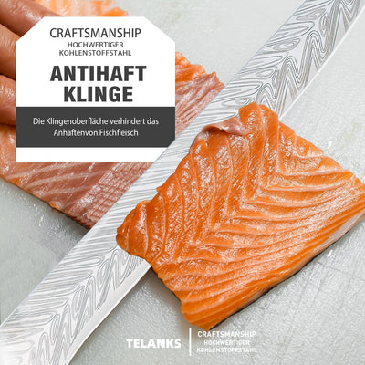 TELANKS Filetiermesser 15cm, Profi Filetiermesser von Fisch und Fleisch, Fischmesser mit Geschenkbox