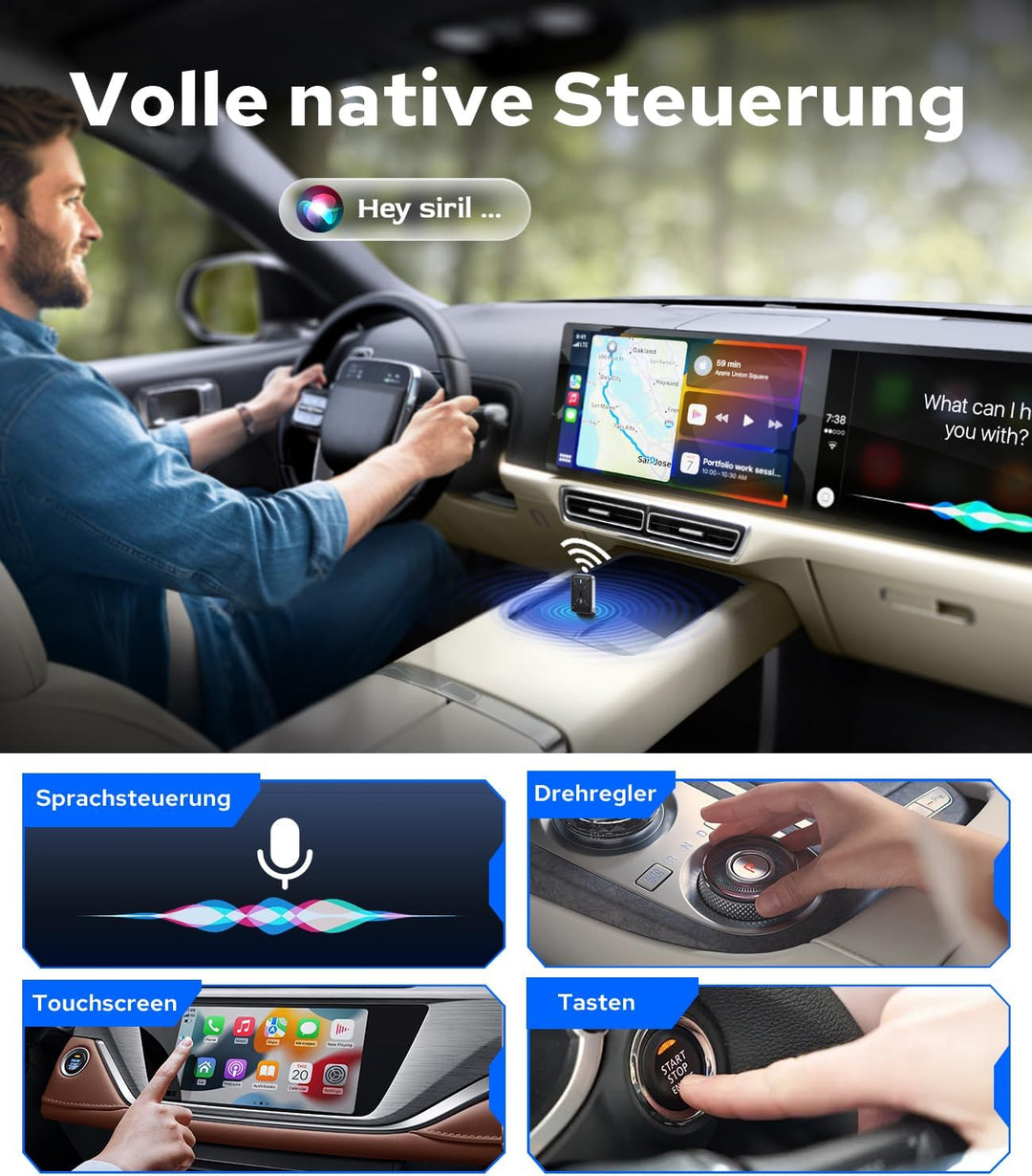 CarPlay Wireless Adapter, Mini Wireless CarPlay Adapter Konvertieren Sie Wired Carplay in Wireless,