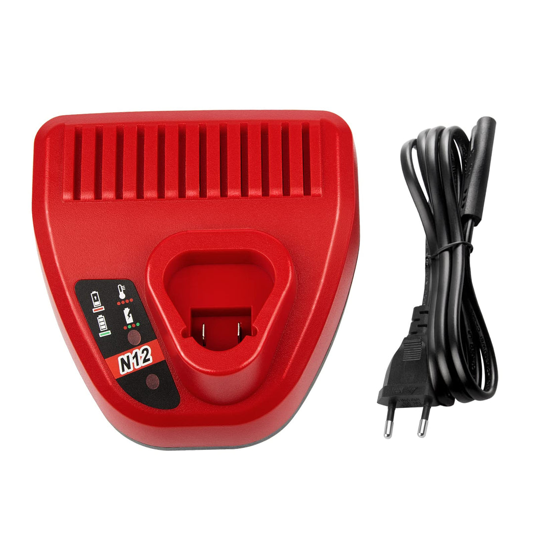LabTEC 10.8V-12V Ersatz-Ladegerät für Milwaukee M12 Li-Ion Akku, Kompatibel mit Allen M12 Akkus 48-1