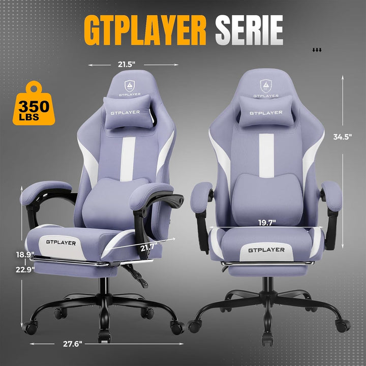 GTPLAYER Gaming Stuhl, Gamer Stuhl, Atmungsaktiver Bürostuhl aus Hochwertigem Stoff, Ergonomischer P