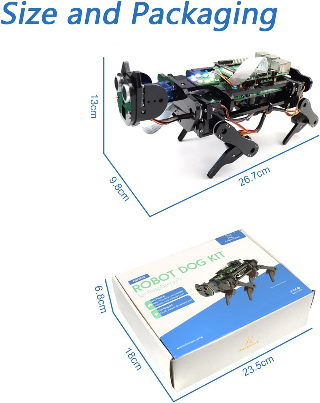 Freenove Robot Dog Kit for Raspberry Pi 4 B 3 B+ B A+, Walking, Self Balancing, Ball Tracing, Face R