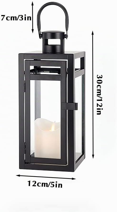 TRIROCKS Dekorative Edelstahl Laterne 30 cm Hoch Metall Kerzenhalter Mit Klaren Glasscheiben Für Hei