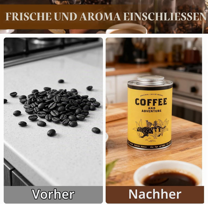 Kaffeedose Luftdicht 620 ml Aufbewahrung-Metalldose Vorratsbehälter für Lebensmittel, Runde Kaffeepa