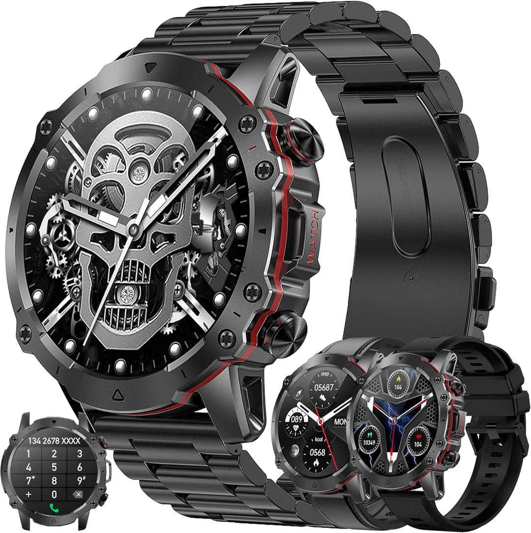 Smartwatch Herren mit Telefonfunktion, 1,43 Zoll HD Voll Touchscreen 5ATM mit 110+ Sportmodi Fitness