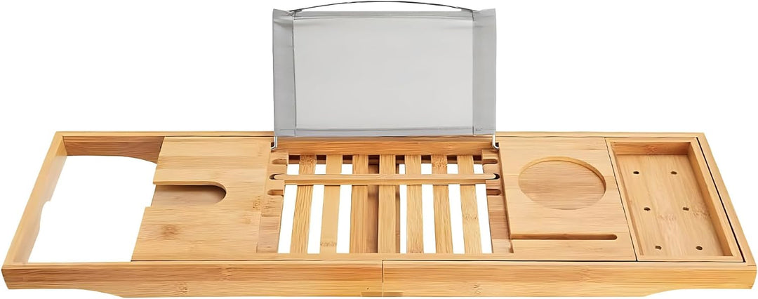 KOLMAN Badewannenablage Badewannenbrett Badewannentablett 70-104 cm Bambus Holzablage ausziehbar Wan