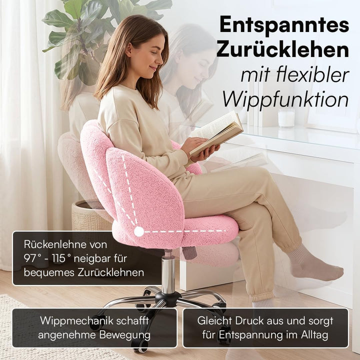 Bellamio Meli Schreibtischstuhl Wolkenform, Rosa, 140 kg, höhenverstellbar, Rosa