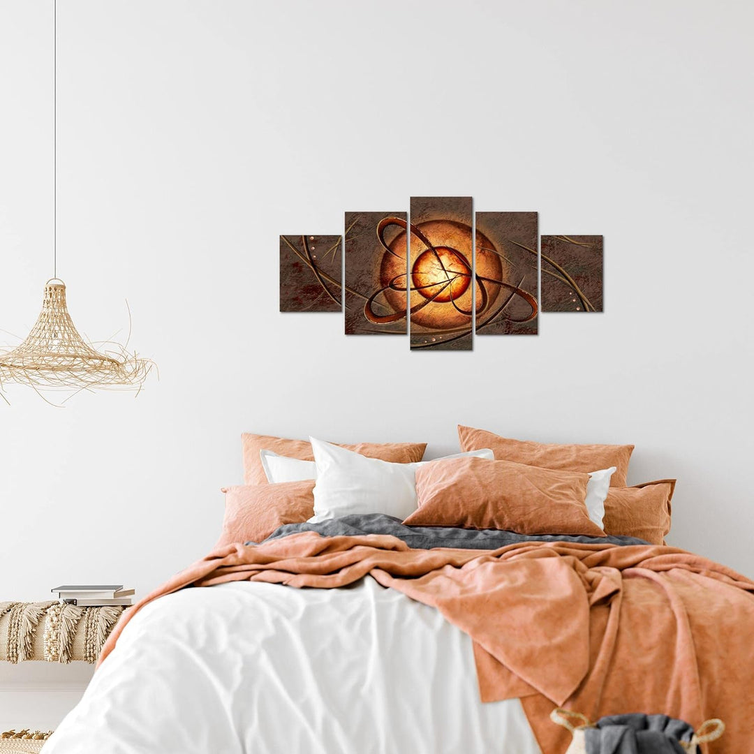 Runa Art Wandbilder Abstrakt 5 Teilig Bild auf Vlies Leinwand Deko Wohnzimmer Schlafzimmer Beige Bra