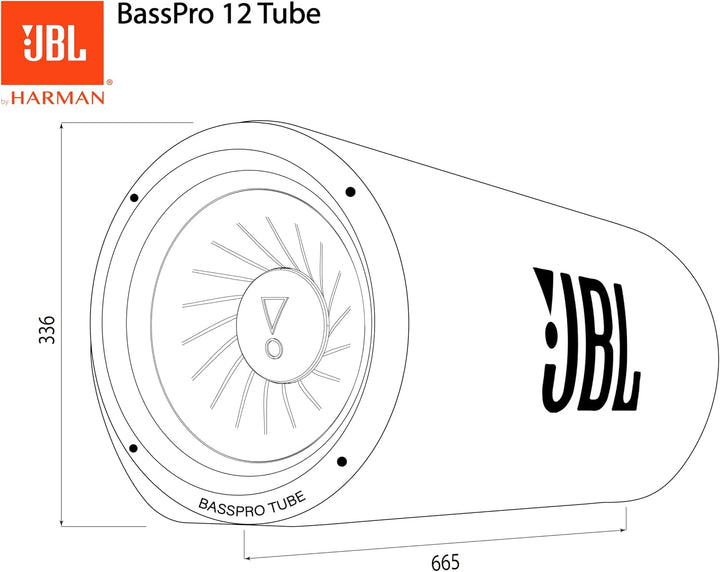 JBL BassPro Tube 12 Zoll 30cm Subwoofer Auto Aktiv, Tube Bassbox mit 450W Max Klasse D Verstärker, L