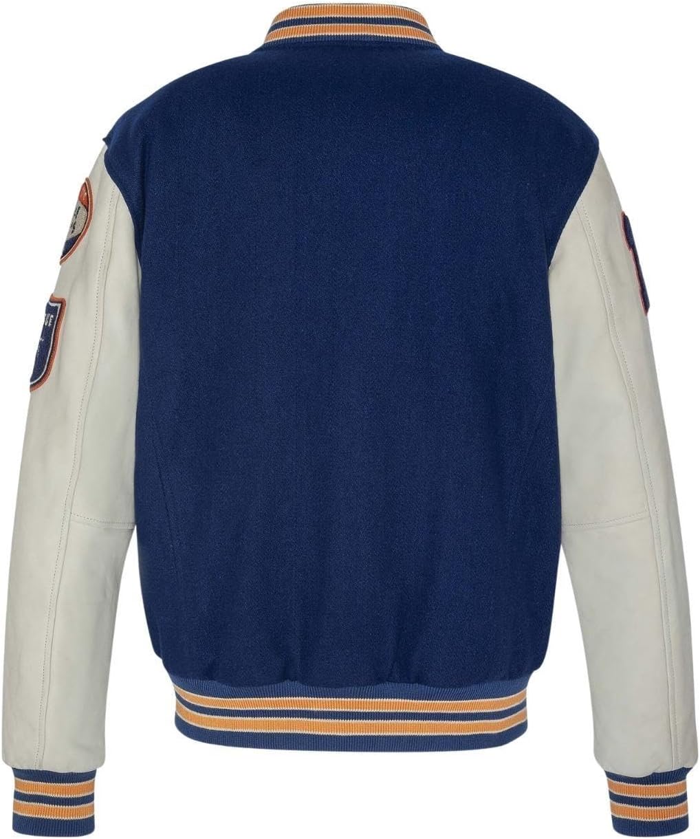 Schott NYC Herren Lcteddybd Jacke L Blau / Offwhite, L Blau / Offwhite