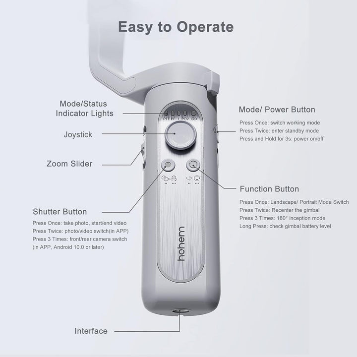 hohem iSteady XE Smartphone-Gimbal,3-Achsen-Stabilisierung mit Stativ für Videoaufnahmen integrierte