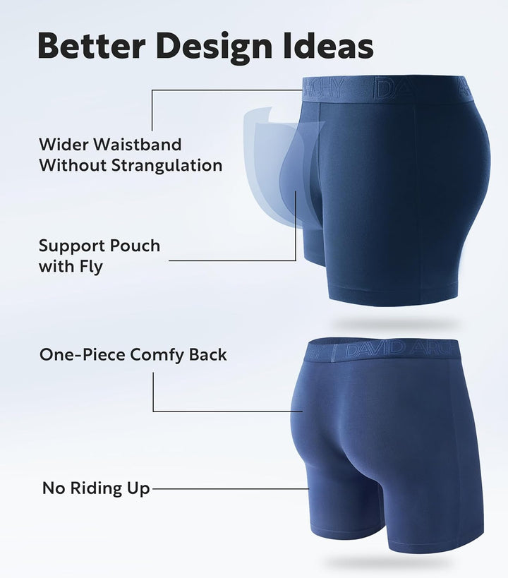 DAVID ARCHY Bambus Boxershorts Herren Unterhosen Männer Boxershorts, Weich, Hautfreundlich und Luftd