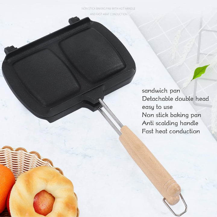 Natudeco Sandwichpfanne, antihaftbeschichtetes, doppelseitiges Braten, tragbarer Dual-Sandwich-Panin