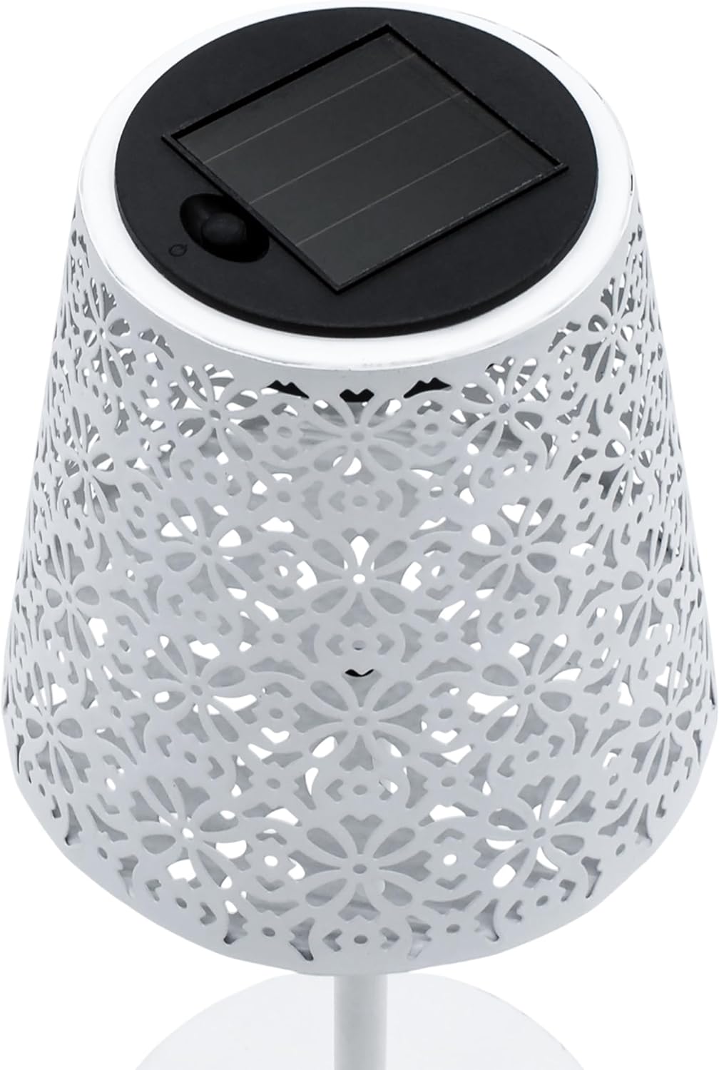 Solar Retro Tischleuchte aus Metall in weiss - 28 x 12 cm - Vintage Garten Tischlampe warm weiss - D