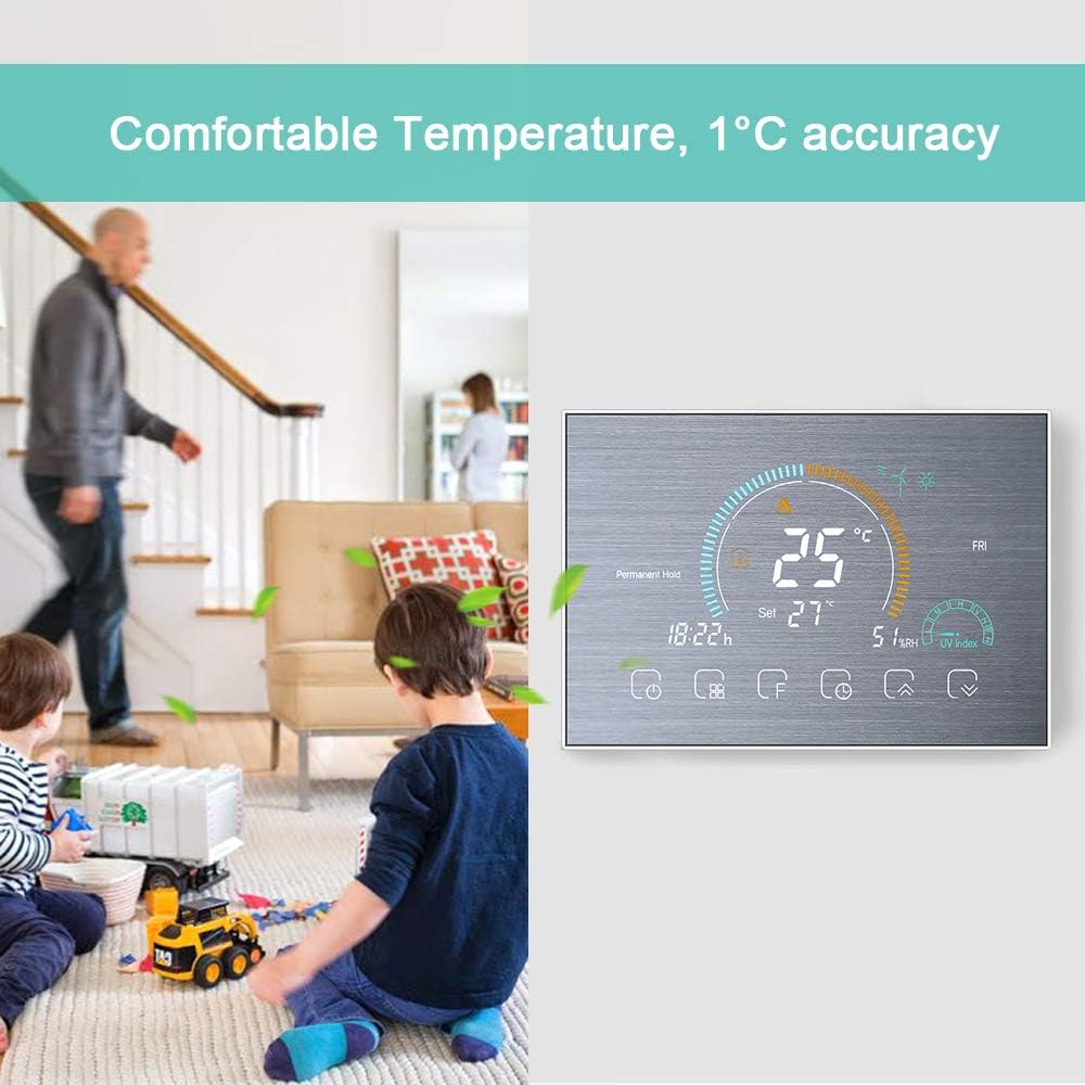 Irishom WiFi Raumthermostat für Gaskessel Thermostat mit 4,8 Zoll LCD-Bildschirm 5+1+1 Programmierba