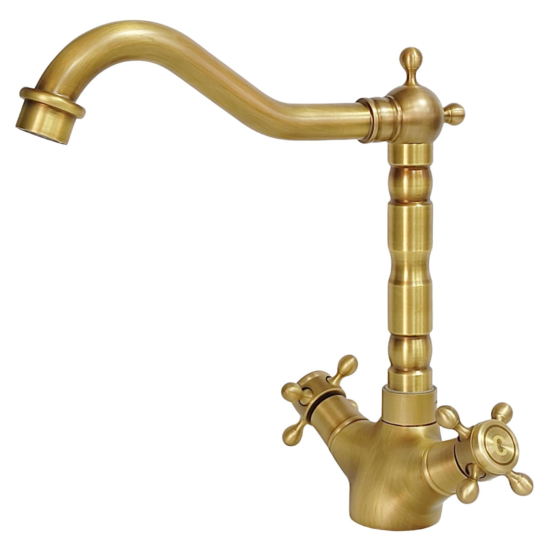 Wasserhahn Küche Bronze Antike, Wasserhahn Waschbecken Bad Hoch Messing Retro, Zweigriff Mischbatter