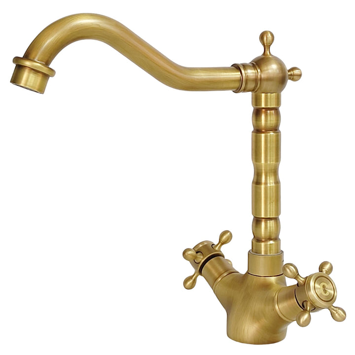 Wasserhahn Küche Bronze Antike, Wasserhahn Waschbecken Bad Hoch Messing Retro, Zweigriff Mischbatter