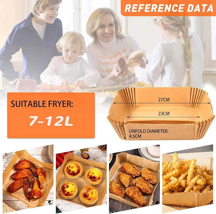 Backpapier für Heissluftfritteuse, 23-27cm 200 Stück Backpapier Airfryer Antihaft-Einweg Pergamentpa