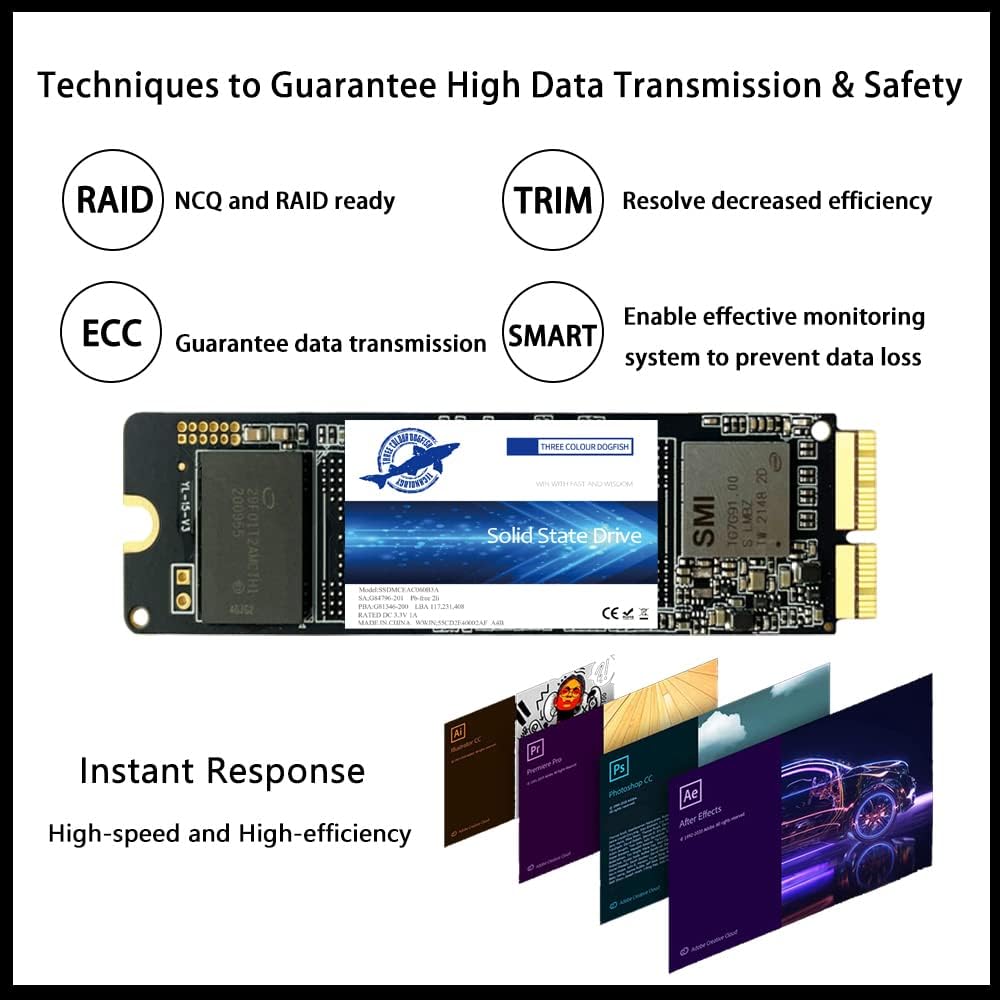 Dogfish 2TB SSD für MacBook NVMe PCIe Gen3x4 M.2 2280, Internes Solid State Drive Upgrade für MacBoo