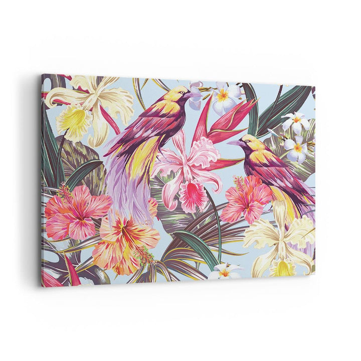 Bilder auf Leinwand 100x70cm Leinwandbild mit Rahmen Blume Vogel Sommer Gross Wanddeko Bild Schlafzi