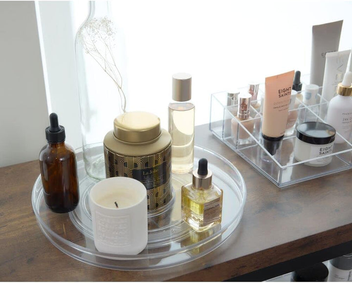 iDesign The Sarah Tanno Collection Lazy Susan Kosmetik-Organizer mit abnehmbarem Becher, 27,9 cm, tr