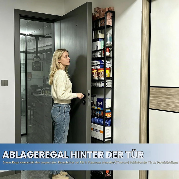 Aufbewahrungsregal Hinter der Tür 5 Etagen, Multifunktional Schmales Regal Hinter Freistehend Metall